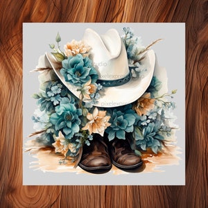 Cowgirl-Hut PNG für Country Chic Home & Hochzeitsdekor, digitaler Download, rustikale Kunst, druckbare Wandkunst