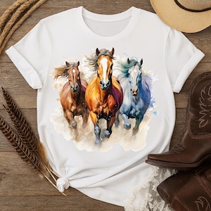 Running Horses PNG Country Sublimation Design, Western Horse Clipart Digital Download, Rustic Cowboy Printable for T-Shirts and Tumblers