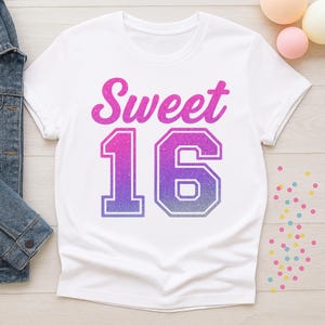 Sweet 16 Birthday PNG Instant Download, Glitter Sublimation Clipart for Cricut T-Shirts, Mugs, Tote Bags, Party Decorations