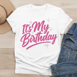 Pink Glitter It&#39;s My Birthday PNG for T-Shirt Designs, Coffee Mugs and More