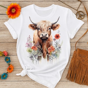 Highland Cow Western PNG Digital File for Tote Bags & Wall Art