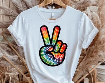 Tie Dye Peace Sign Clipart: Boho Hand PNG (Digital Download)