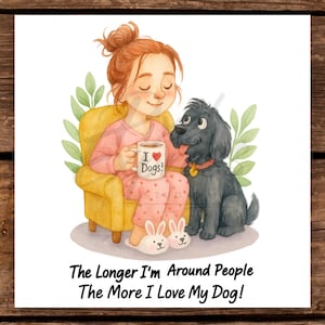 Cute I Love Dogs PNG voor sublimatie, gezellige hondenliefhebber clipart, meisje met hond mok afbeelding, huisdier eigenaar digitale kunst voor T-shirts mokken kaarten
