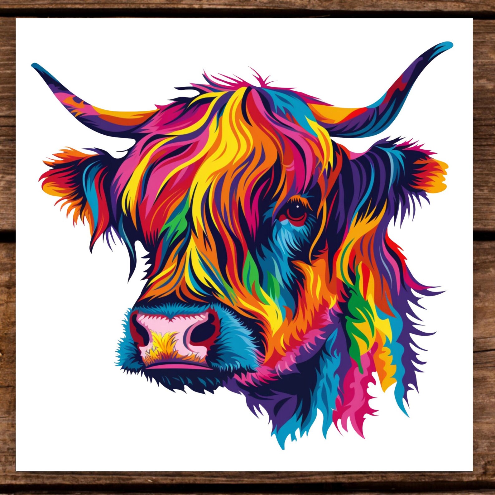 Rgb Cow Rainbow Highland Cow Png - Vibrantly Colored Digital Art for T-shirts ...