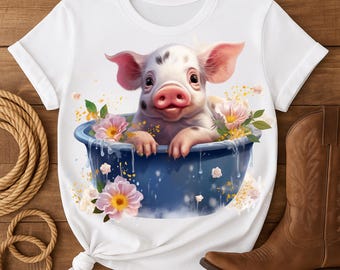 Pig PNG Printable | Farmhouse Animal Sublimation Design for DIY Wall Art, Mugs, T-Shirts, Crafts