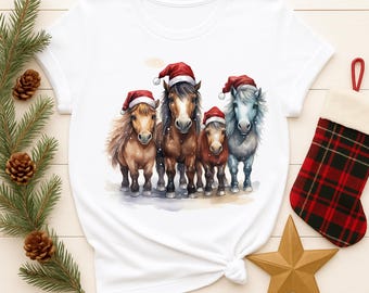 Christmas Horse PNG: Watercolor Pony Clipart for Sublimation (Digital Download