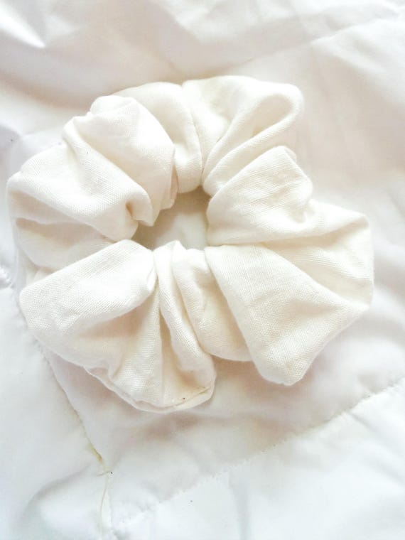 White Cotton Handmade Scrunchie
