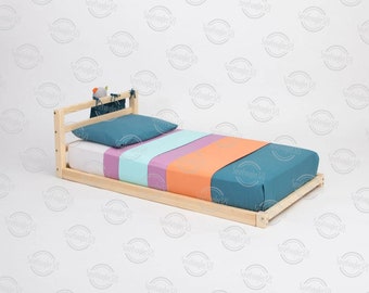 Montessori toddler floor bed frame queen, Montessori floor bed day bed frame full Kids wood bed frame Toddler bed frame twin 1 year old gift