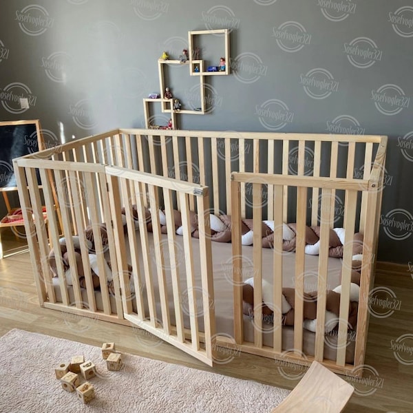 Playpen bed Montessori Floor Bed Toddler Floor Bed W/Slats Kids Bedroom