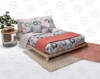 Plattformbett aus Holz, Voll- oder Queensize-Bett, hergestellt in den USA