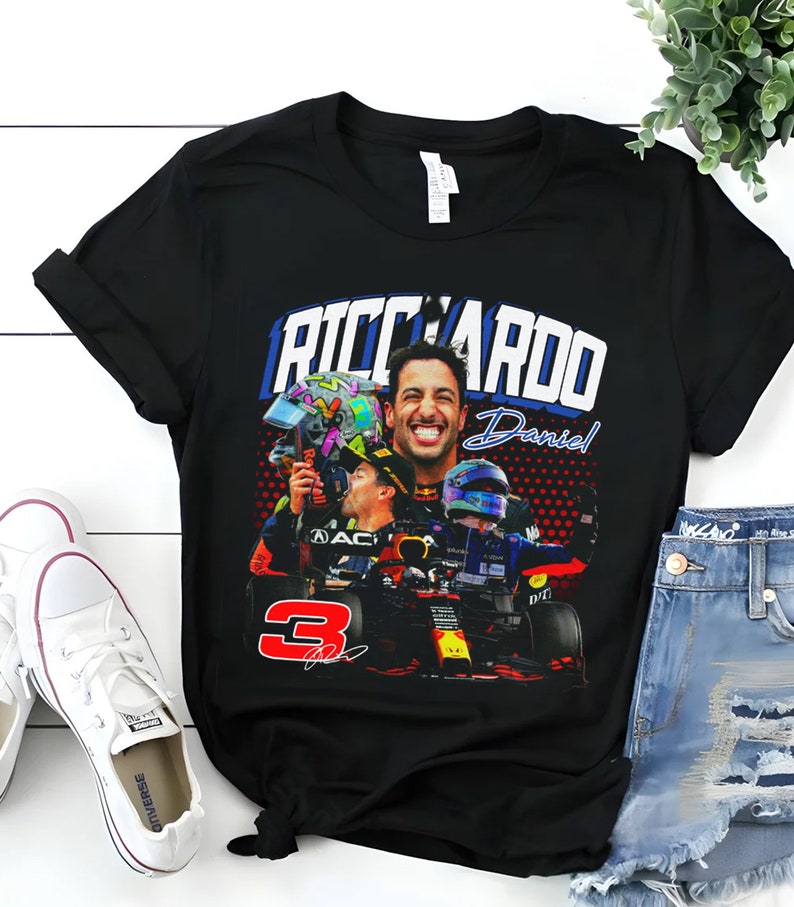 Daniel Ricciardo Formula 1 Racing Tshirt, F1 2023 Helmet Shirt, Daniel ...