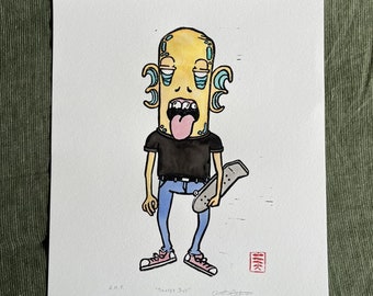 Skater Boy Linocut Print