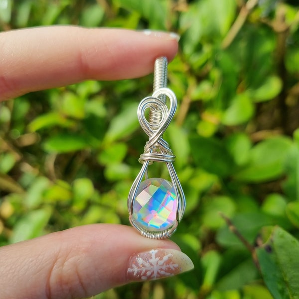 CD glass doublet wire wrapped  pendant