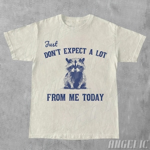 Just Don't Expect A Lot From Me Today, Vintage Graphic Raccoon Shirt, Retro 90s Funny Sayings Tee, Cute Trash Panda Shirt