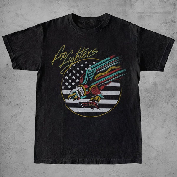 FOO FIGHTERS & American Flag Taylor Hawkins Musician Rock Band SHIRT| Elegant Designed Dave Grohl Nirvana Tribute Crewneck T-Shirt