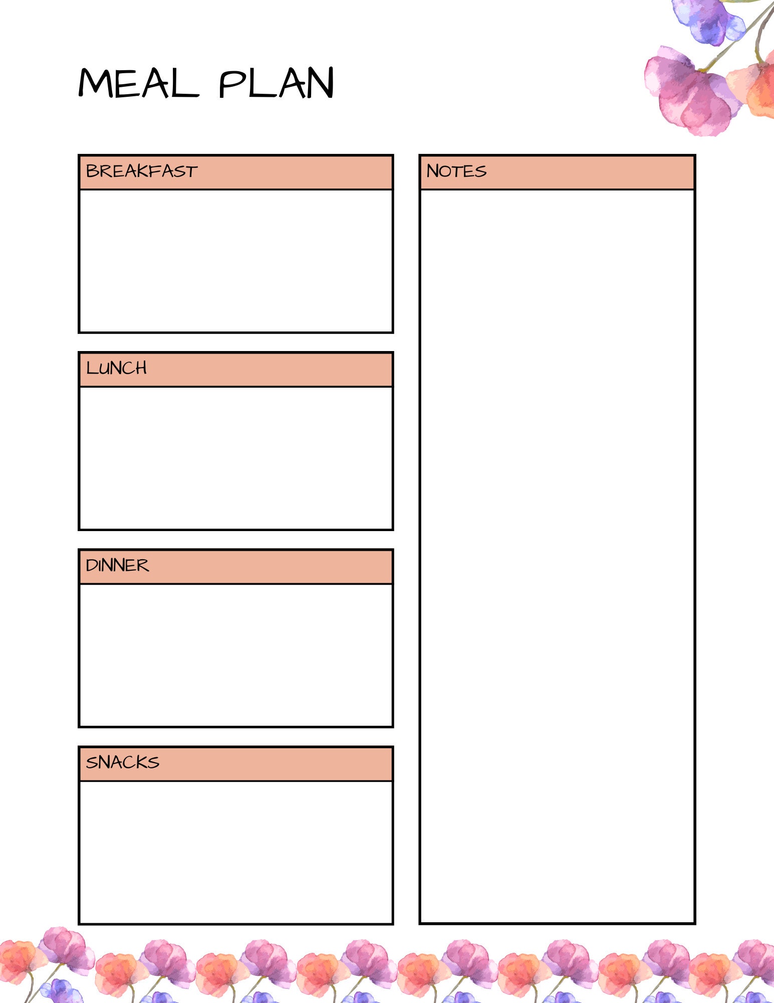 Meal Planner Printable Weekly Food Diary Meal Tracker Food - Etsy