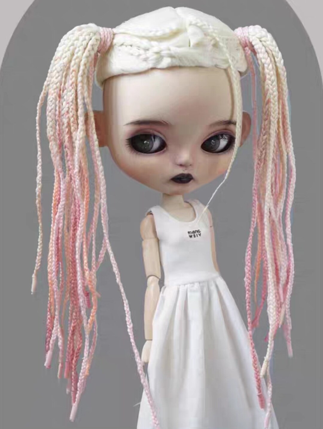 1/6 Scale Miniature Dolly Accessory Mohair Braids Wig for Neo Blythe