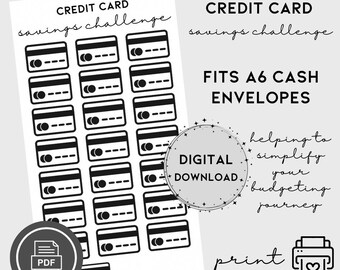 Credit Card Savings Challenge A6, Digital Download, Emergency Fund, Cash Envelope Insert, Cash Stuffing, Printable Savings Tracker, Debt