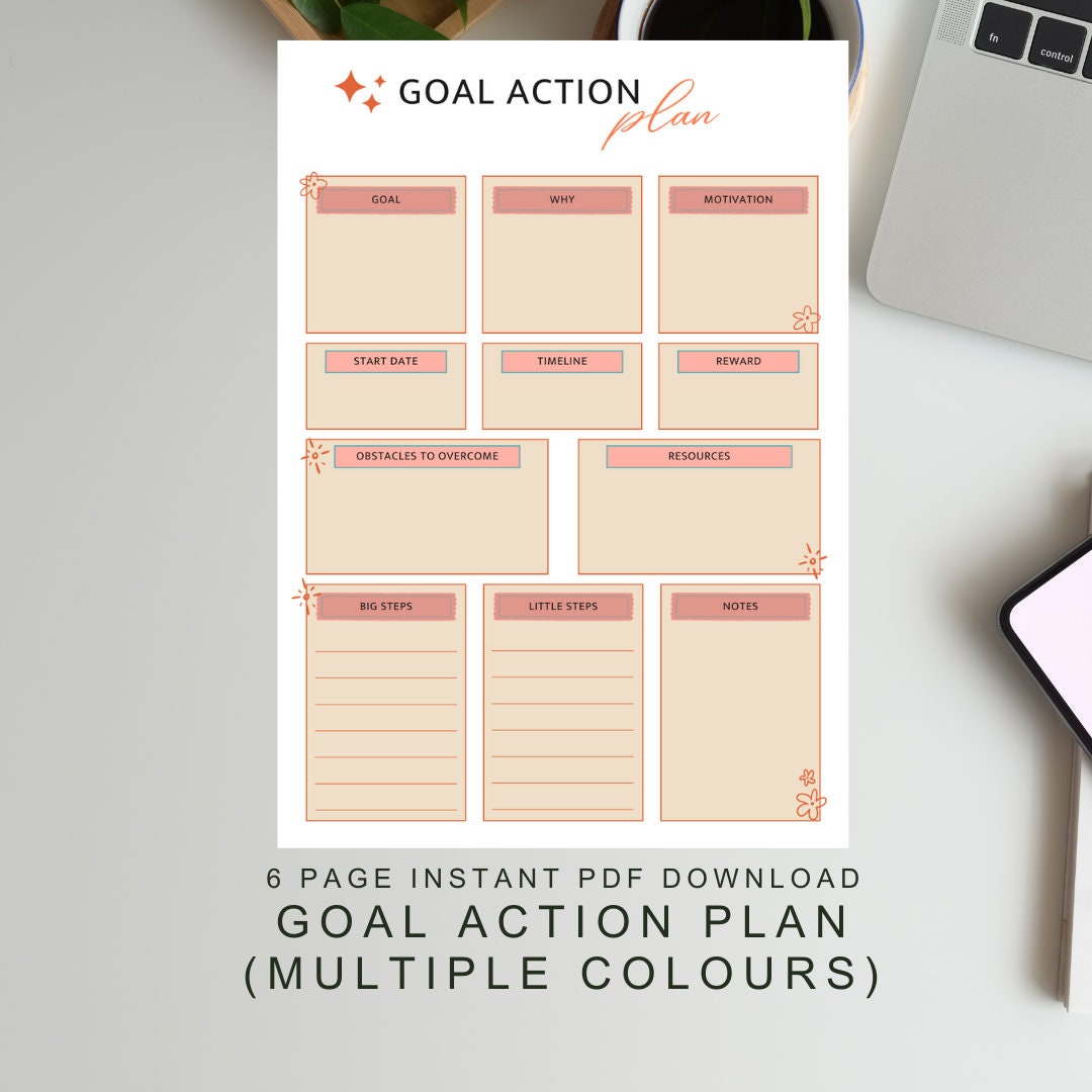 Buy Goal Action Plan Tracker Printable Template and Digital Download ...