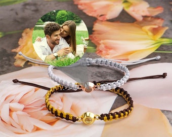 Photo Projection Bracelet, Circle Picture Bracelet, Custom Wristband, Personalized Bracelet Gift for Christmas, Photo Jewelry for Her/Him