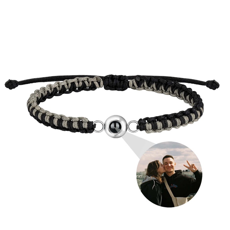 Bracciale per proiezione fotografica, braccialetto con foto circolari, braccialetto personalizzato, braccialetto personalizzato regalo per Natale, gioielli fotografici per lei/lui F