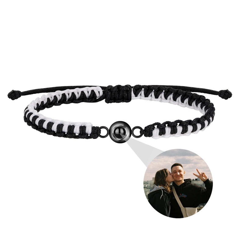 Bracciale per proiezione fotografica, braccialetto con foto circolari, braccialetto personalizzato, braccialetto personalizzato regalo per Natale, gioielli fotografici per lei/lui B