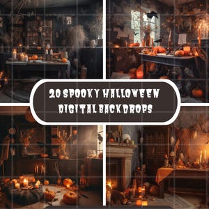 24 Halloween Digital Backdrop Bundle Spooky Pumpkin Background Scary Overlay Photoshop Trick or Treat Haunted house Custom Easy personalize