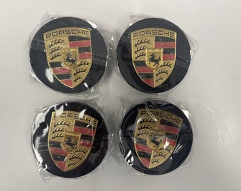 Porsche 65mm Wheel Center Caps black and Gold Color Set of 4 Free Shipping