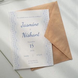 Vintage Spitze minimale Hochzeit, Einladungskarte, Elegante klassische Grenze Einladung, Bearbeitbarer digitaler Download, DIY Spitze Hochzeit einladen