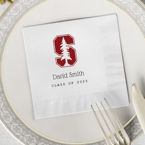 College Logo Graduation Napkins, Personalized Graduation Gifts, Custom University Logo Mascot Gift, Graduation Party Favors, Class of 2025