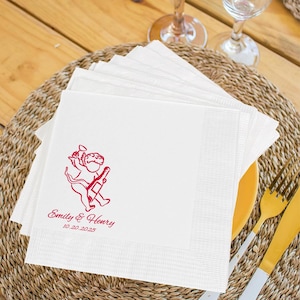 Personalized Cin Cin Cherub Cupid Wedding, Custom Napkins, Cocktail Wedding Napkins, Engagement Napkins, Cheers to Love Napkin, Party Napkin
