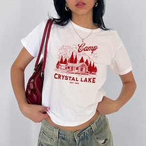 Camp Crystal Lake Baby Tee, Camp Counselor Costume, Horror Movie Baby Tee, Halloween Horror Tee, Gift for Horror Fan, Slasher Summer Shirt
