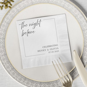 Night Before Wedding Napkins, Custom Foil Pressed Napkins, Wedding Napkins, Custom Napkins, Cocktail Napkins, Rehearsal Dinner