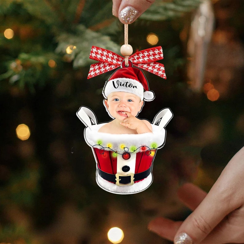 Adorable Newborn Baby Photo, Personalized Photo Ornament, 2024 Baby
