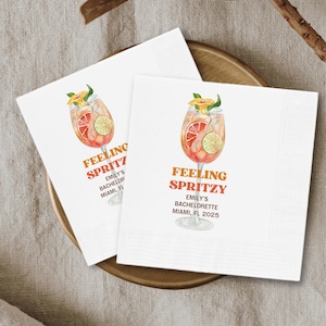 Custom Feeling Spritzy Cocktail Napkins, Feeling Spritzy Bachelorette Napkins, Spritz Bachelorette Party Napkins, Let&#39;s Get Spritzy napkins