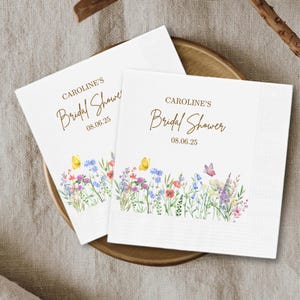 Personalized Napkins for Bridal Shower, Custom Floral Luncheon and Cocktail Napkins, Floral Wedding Shower Party Decor Paper Beverage Napkin
