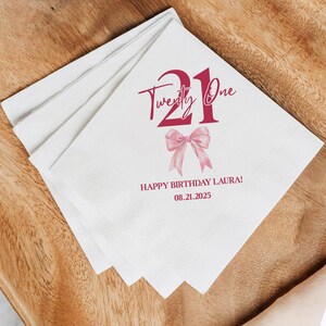 Custom Birthday Napkins, Personalized Cocktail Luncheon Napkins, Unique Party Decorations For 21th Birthday Party, Birthday Party Napkins
