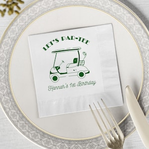 Personalized Golf 1st Birthday Napkins, Golf Theme Party Napkins, Let&#39;s Par Tee Napkins, Masters Golf Napkins, Golf Birthday Beverage Napkin