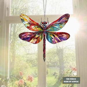 Dragonfly Acrylic Suncatcher Hanging Sign, Dragonfly Window Hanging, Dragonfly Ornament, Dragonfly Lover Gift, Dragonfly Home Decor Gifts