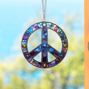Peace Sign Suncatcher Hanging Sign, Peace Sign Ornament, Hippie Car Charm, Peace Sign Gift, Peace Sign Window Hanging, Mother&#39;s Day Gift