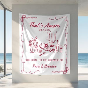 Personalized That&#39;s Amore Tapestry, Italian Pizza Bridal Shower Banner Decor, Italian Themed Bachelorette Party Photo Backdrop