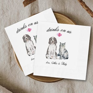 Custom Dog Wedding Napkins Using Pet Photo Personalized Dog Cocktail Wedding Serviettes Custom Cat Napkins Dog Napkins Birthday Decorations