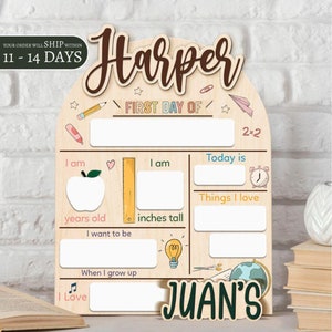 Custom First Day At School Sign, Interchangeable Wooden School Sign, Personalized Wooden School Board Gift for Student, Back to School Sign