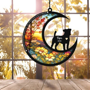 Personalized Pet Memorial Suncatcher, Loss of Pet Sympathy Gift, Handmade Custom Name Dog Decor, Engraved Dog Lovers