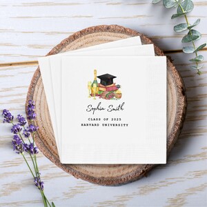Personalized Graduation Class of 2025 Napkins, Custom Congrats Party Napkins, Graduation Decor, Luncheon Cocktail Napkins, Graduation napkin