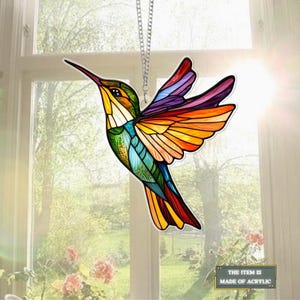 Hummingbird Suncatcher, Hummingbird Acrylic Ornament, Window Decor, Window Hanging, Wall Art, Outdoor or Indoor, Gifts for Women