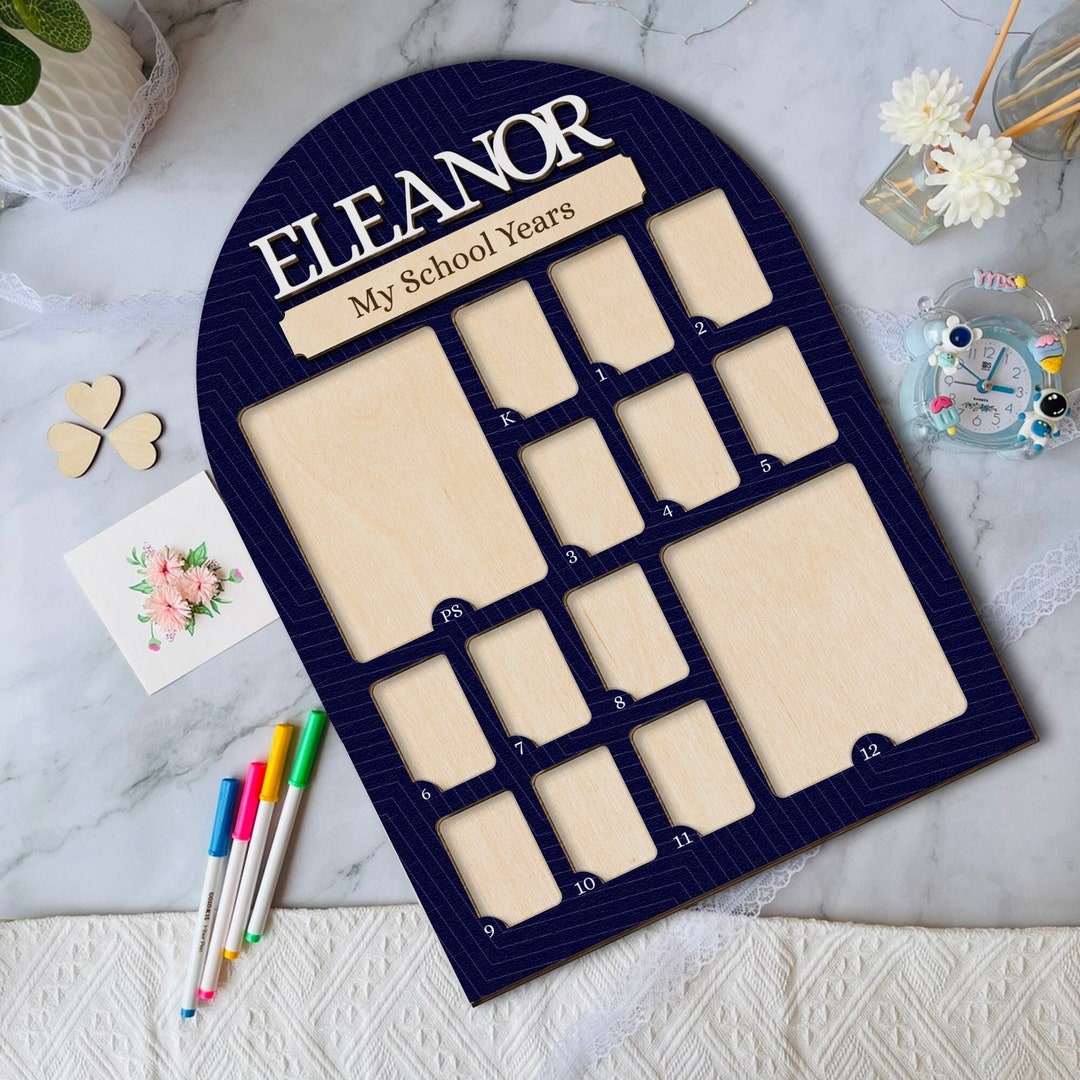 Personalized School Years Photo Frame, Pre K to Graduation Picture