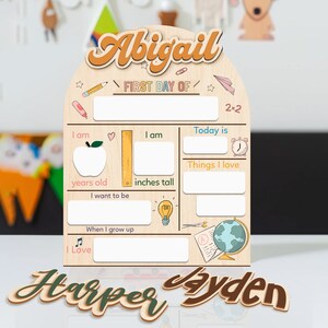Custom First Day At School Sign, Interchangeable Wooden School Sign, Personalized Wooden School Board Gift for Student, Back to School Sign
