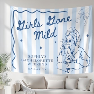 Girls Gone Mild Bachelorette Banner, Funny Spa Party Backdrop, Custom Name Bachelorette Tapestry, Relaxing Bach Decor, Bride To Be Banner