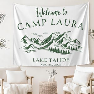 Bachelorette Party Decor, Camp Bachelorette Banner, Backdrop Camp Bachelorette, Last Trail Before The Veil Bachelorette Mountain Tapestry
